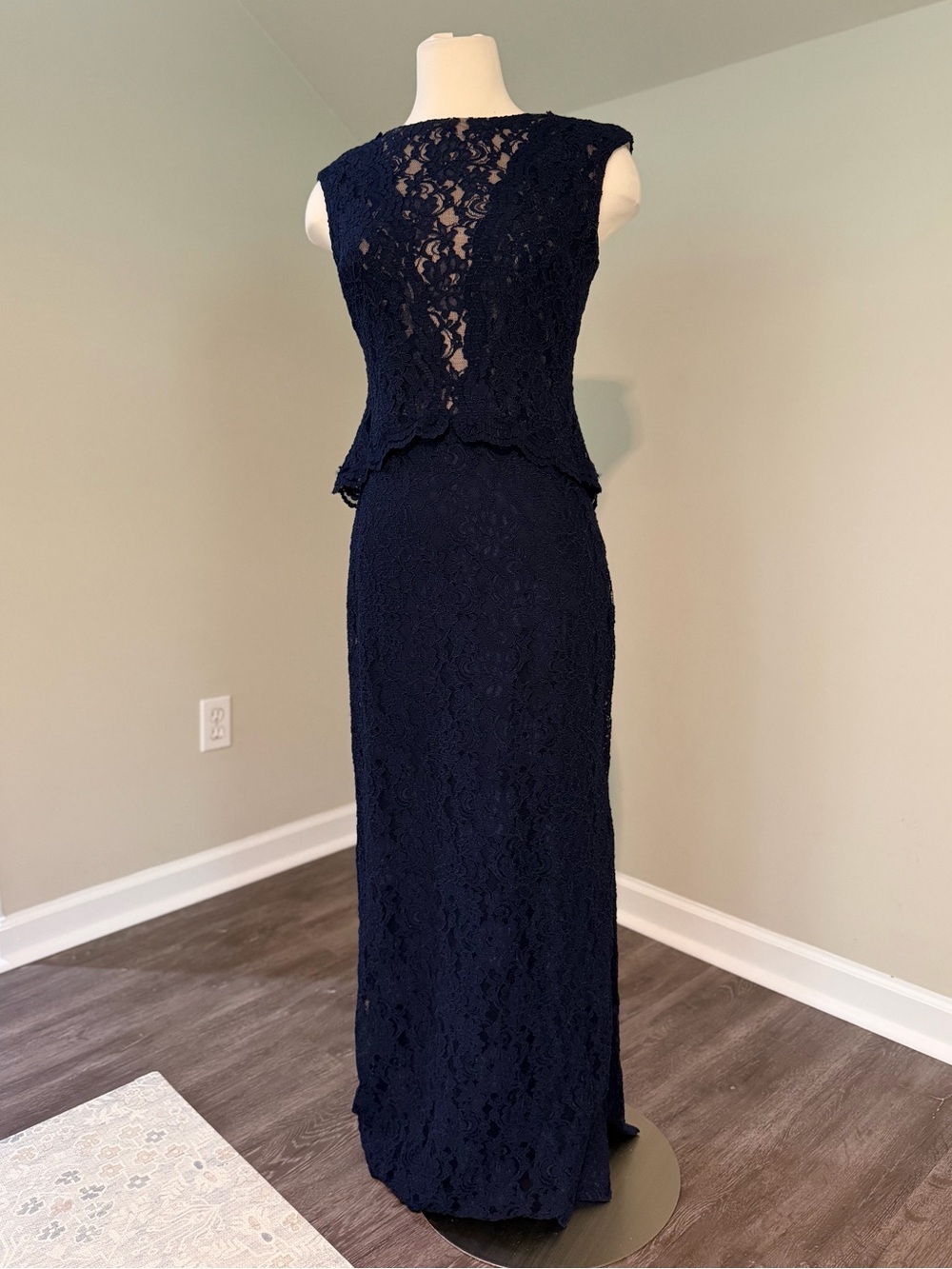 Ralph Lauren Evening Dress - Lace, Maxi, Cap Sleeve, Navy, Mother of Bride